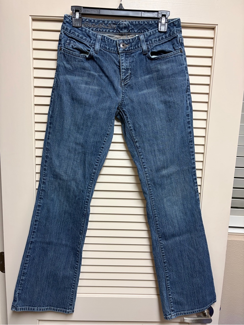 VYG Eddie Bauer Womens Bootcut Jeans Size 4R Blue Stretch Denim Y2K Flare Retro